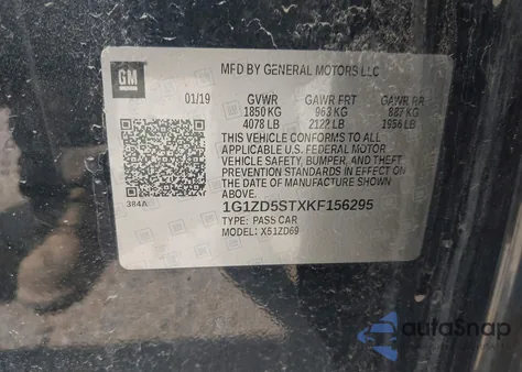 2019 Chevrolet Malibu Lt from USA, damaged, VIN 1G1ZD5STXKF156295